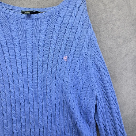 Lauren Ralph Laure Blue Cable Knit Sweater - Picture 2 of 8